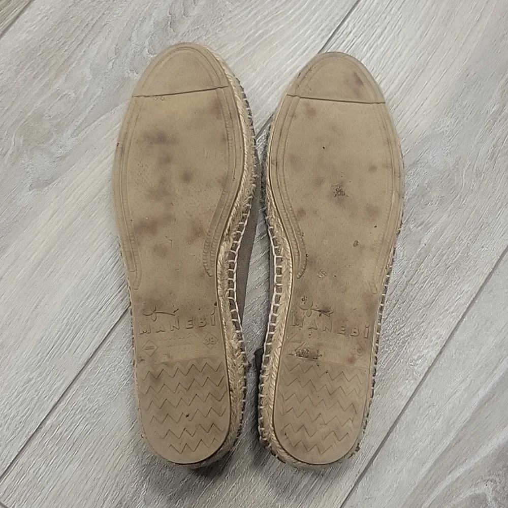 Manebi Brown Suede Flat Espadrilles Hamptons Size 39/8